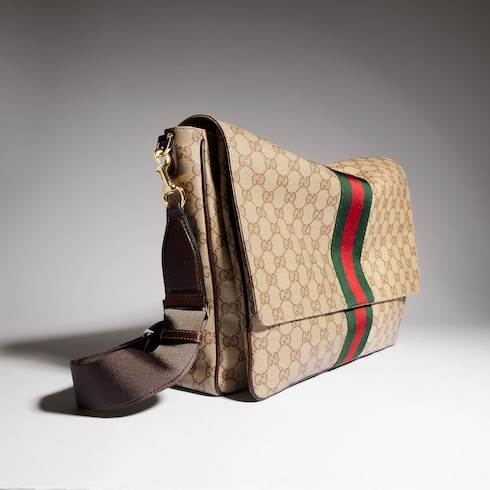 Bolsa con correa cruzada mediana con tribanda Web
