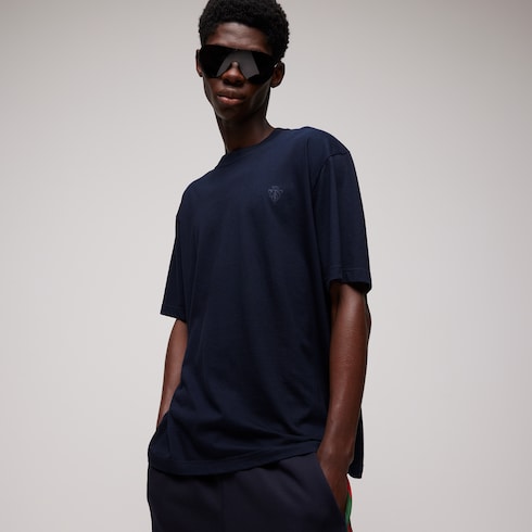 T-shirt in jersey di seta e cotone con ricamo