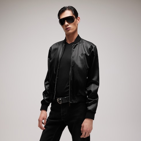 Veste zippée en satin d'acétate de coton