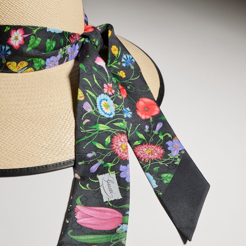 Sombrero de panamá de sarga con cinta de seda