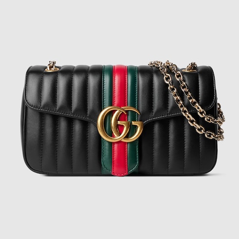 Jetset GG Marmont medium shoulder bag in black leather | GUCCI® US