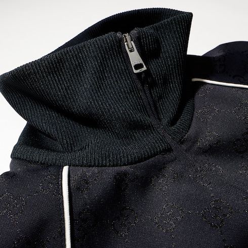 Giacca in nylon e jersey GG con cerniera