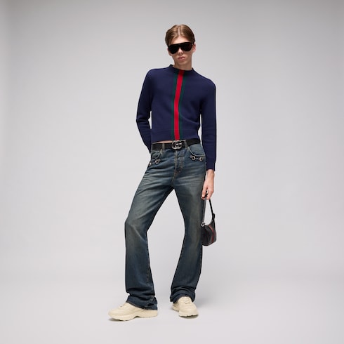 Sneaker Rhyton uomo in pelle con logo Gucci