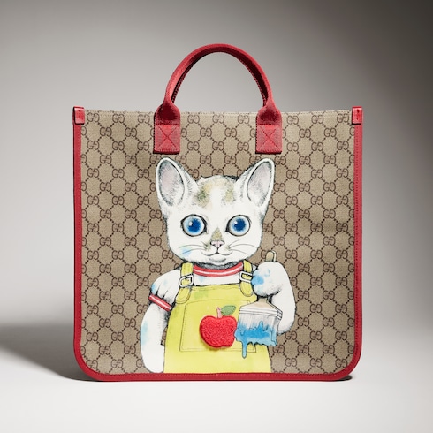 Bolso tote infantil con GG y estampado