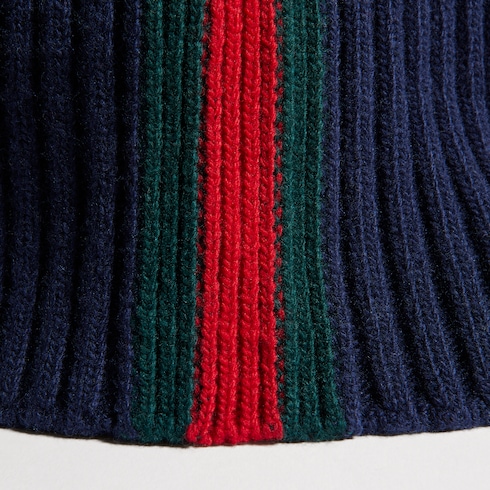 Cappello neonato a costine in lana con nastro Web