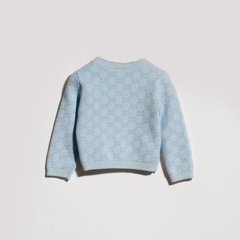 Cardigan pour bébé en jacquard de coton et laine GG