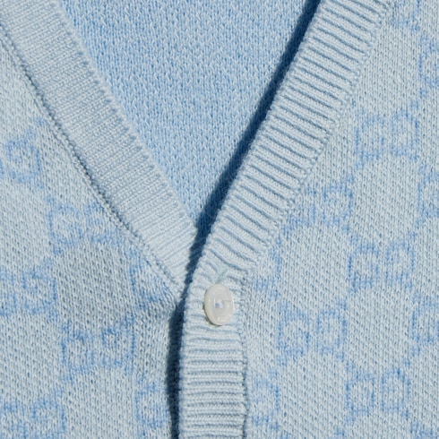 Cardigan pour bébé en jacquard de coton et laine GG