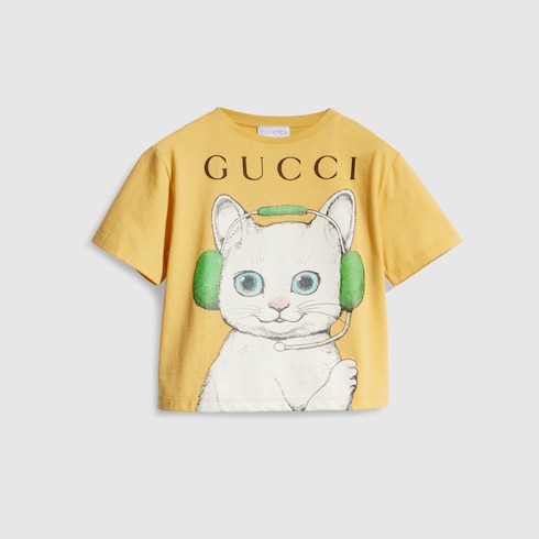 Children's cotton T-shirt with print in pale yellow | GUCCI® US Children's cotton T-shirt with print in pale yellow | GUCCI® US