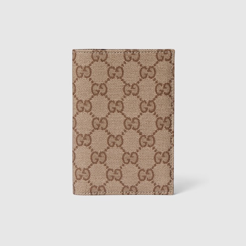 GUCCI GGキャンバス ケース ブラウン グッチ エッセンス クラシック〕パスポートケース ・サンド＆ブラウン