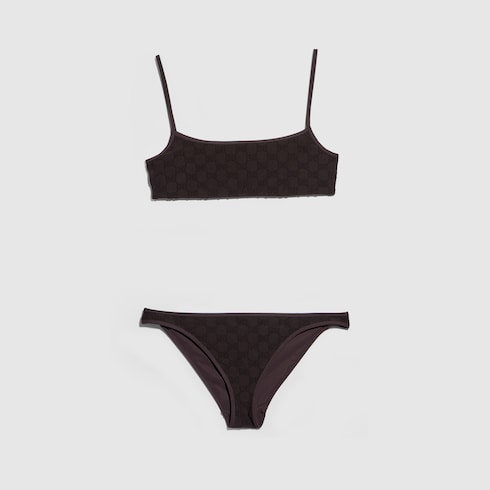 GG stretch jersey bikini in dark brown | GUCCI® US