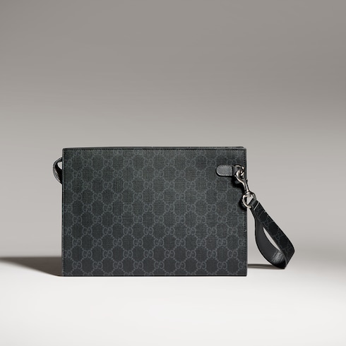 Pouch con finiture grigie misura media