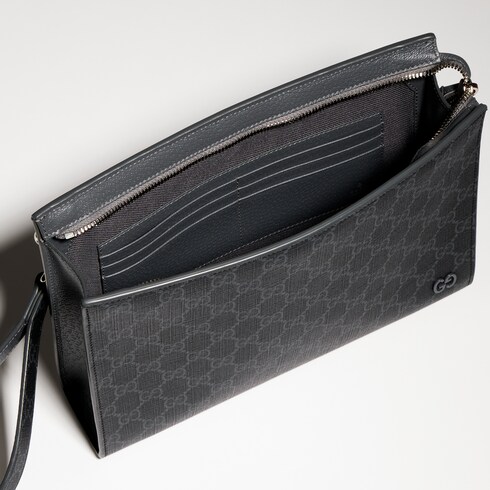 Pouch con finiture grigie misura media