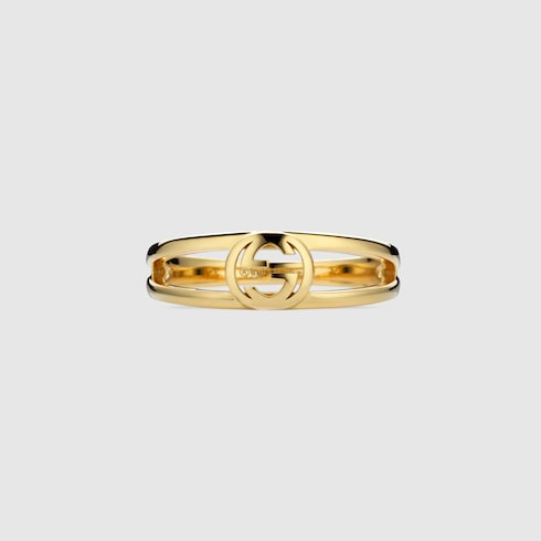 〔グッチ インターロッキング〕2バンド 18K リング