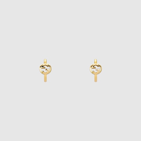 〔グッチ インターロッキング〕18K フープピアス