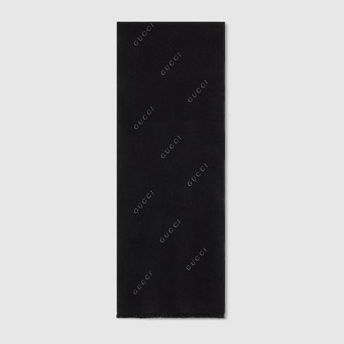 GUCCI グッチ ウールシルク ジャカード スカーフ