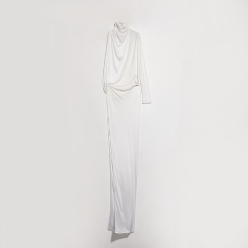 Vestido drapeado de punto de viscosa