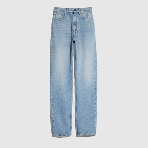 Bleached stone washed denim pants