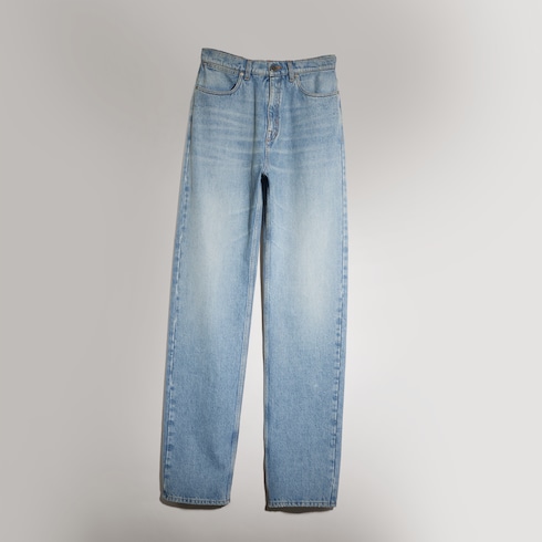 Bleached stone washed denim pants