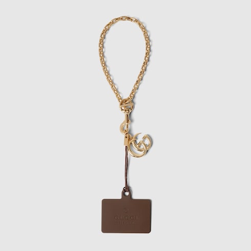 Lanyard phone holder with Double G in brown thermoplastic