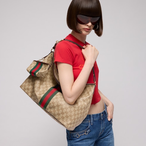 Bolso de hombro grande con tribanda Web