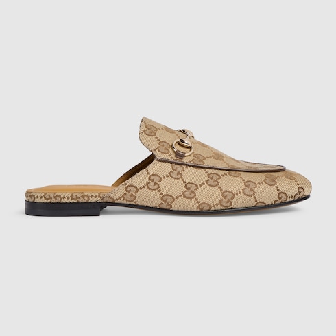 Women's Princetown slipper in beige and ebony Orignal GG canvas