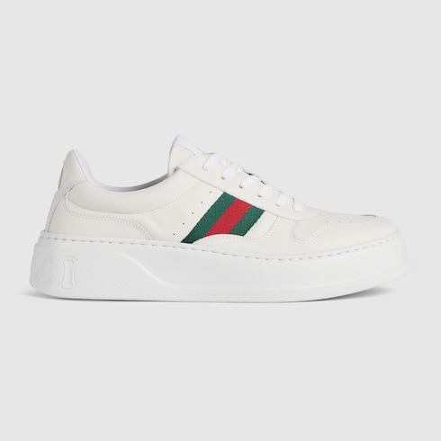 Men's chunky trainers in white leather | GUCCI® SI