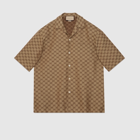 Camisa de lona de mezcla de lino con GG
