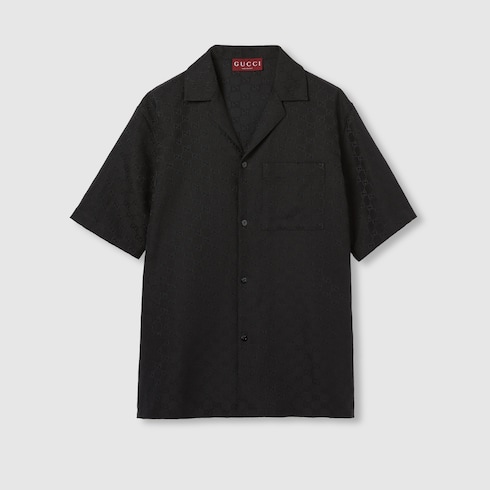 GG canvas linen blend bowling shirt