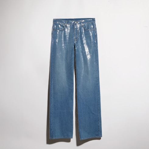 กางเกง Cotton denim pant with sequins embroidery