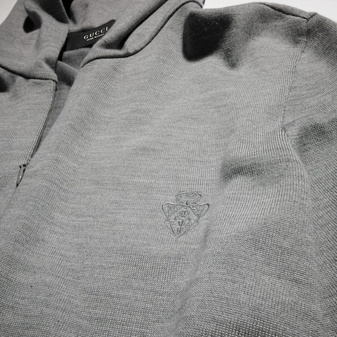 Wool silk blend hooded cardigan