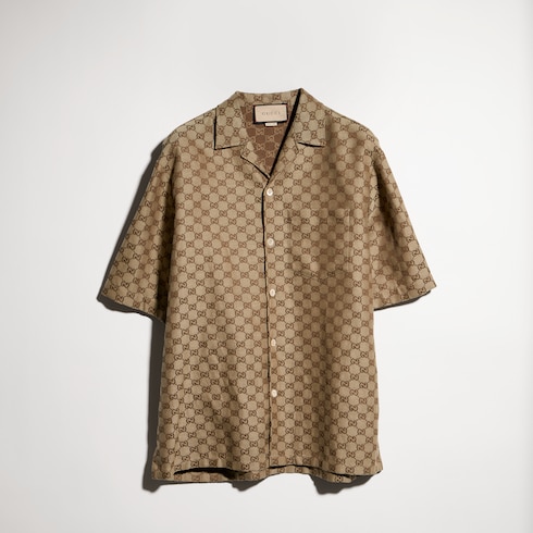 GG linen blend canvas shirt