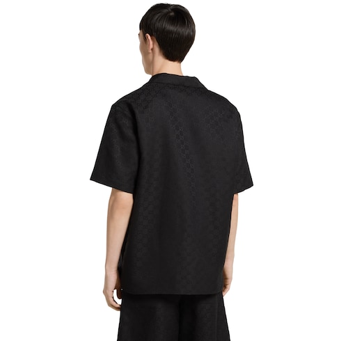 GG canvas linen blend bowling shirt