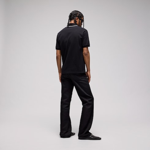 Cotton piquet polo shirt with embroidery