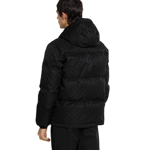 Chaqueta de plumón de lona de nylon con GG