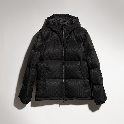 Chaqueta de plumón de lona de nylon con GG