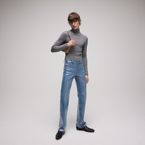กางเกง Cotton denim pant with sequins embroidery