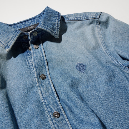 Cotton denim shirt with embroidery