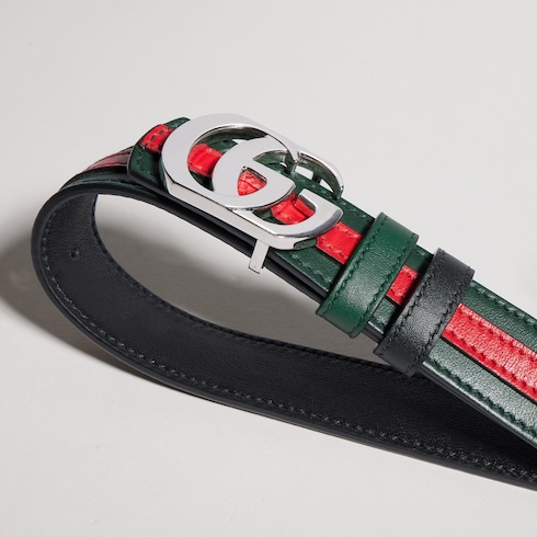 Reversible thin belt with Double G buckle