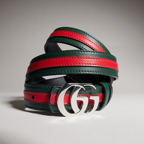 Reversible thin belt with Double G buckle