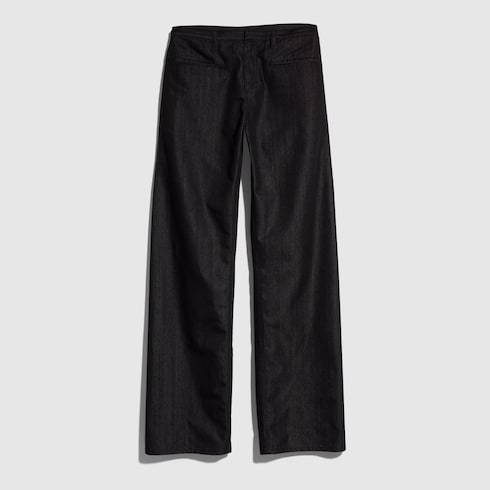 Loose fit cotton blend denim pants