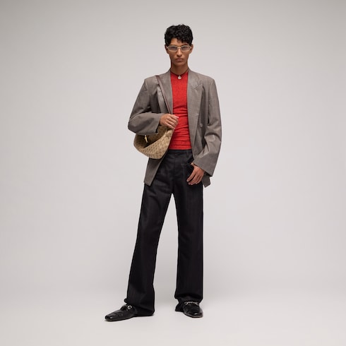 Pantalone ampio in denim misto cotone