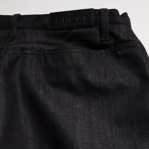 Loose fit cotton blend denim pants