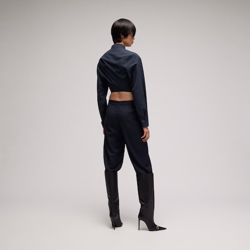 Chemise courte en popeline de coton à carreaux