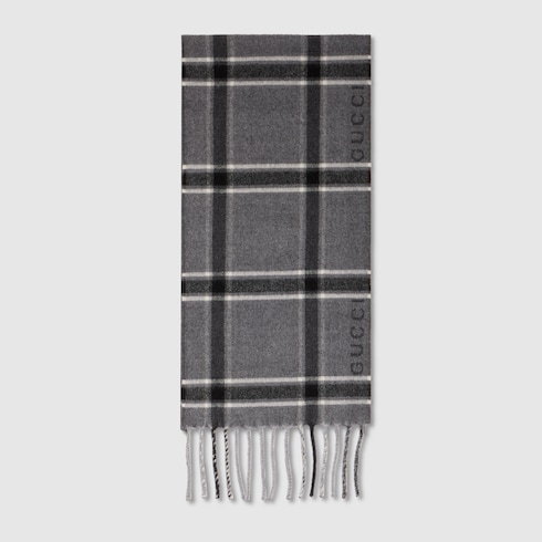 GUCCI グッチ タータン ウールカシミア スカーフ