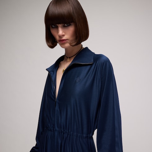 Shiny stretch silk long dress