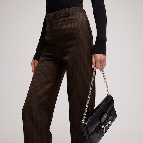 Gingham polyester wool pants