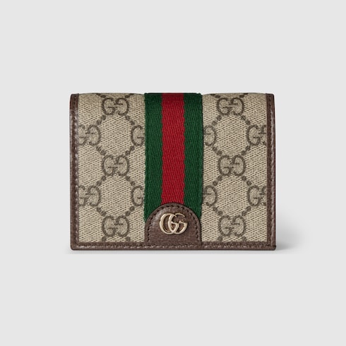 Ophidia small wallet in beige and brown GG Supreme | GUCCI® US