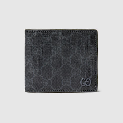 GUCCIグレー レザー 長財布 GG コインウォレット グレー インテリア ・ブラック GGスプリーム