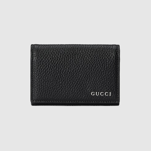 Card case wallet with Gucci logo in black leather | GUCCI® US