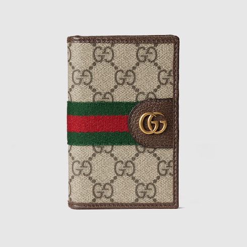 Ophidia long card case in beige and dark brown fabric | GUCCI® US